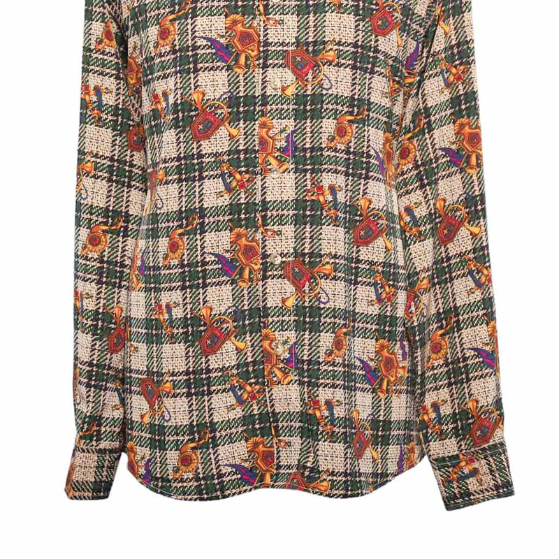 Mens Silk Shirt Button Up Multicolor Baroque Geometric Abstract Designer XL