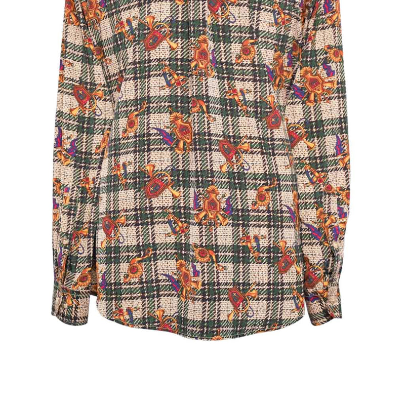 Mens Silk Shirt Button Up Multicolor Baroque Geometric Abstract Designer XL