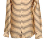 Mens Silk Shirt Button Up Gold Black Striped Designer Dress Casual Beach XL