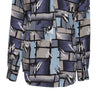 Mens Silk Shirt Button Up Blue Gray Geometric Abstract Hawaiian Beach Casual XL