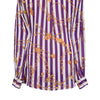 Mens Silk Shirt Button Up Purple White Striped Baroque Designer Dress Casual XL
