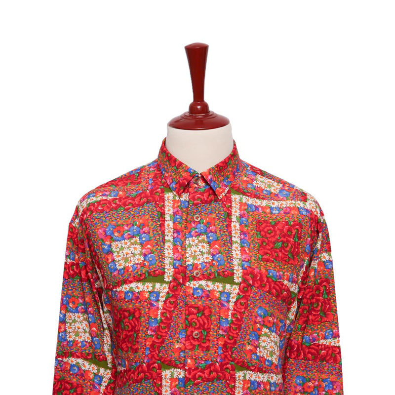Mens Silk Shirt Button Up Multicolor Floral Tropical Hawaiian Beach Casual XL