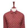 Mens Silk Shirt Button Up Red Geometric Designer Dress Casual Hawaiian Beach XL