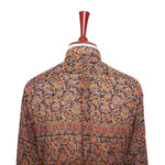 Mens Silk Shirt Button Up Gold Blue Red Floral Tropical Hawaiian Beach Casual XL