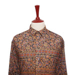 Mens Silk Shirt Button Up Gold Blue Red Floral Tropical Hawaiian Beach Casual XL