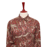 Mens Silk Shirt Button Up Red Green Paisley Party Dress Designer Casual Beach XL