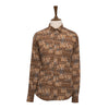 Mens Shirt Button Up Brown Beige Graphic Tribal Indian Aztec Navajo Casual XL
