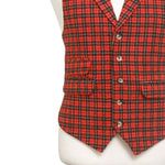 Mens Tartan Plaid Vest 44R Red Black Wool Waistcoat XL Formal Wedding Prom Party