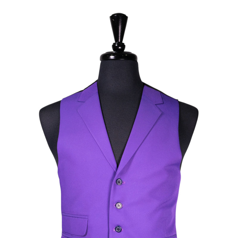 Mens Waistcoat Suit Vest 40R Purple Formal Wedding Prom Party Fully Lined Lapels