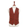 Mens Tartan Plaid Vest 44R Red Black Wool Waistcoat XL Formal Wedding Prom Party