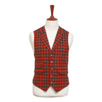 Mens Tartan Plaid Vest 44R Red Black Wool Waistcoat XL Formal Wedding Prom Party