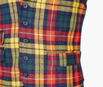 Mens Waistcoat Suit Lapel Vest 40R Multicolor Tartan Plaid Wool Formal Wedding