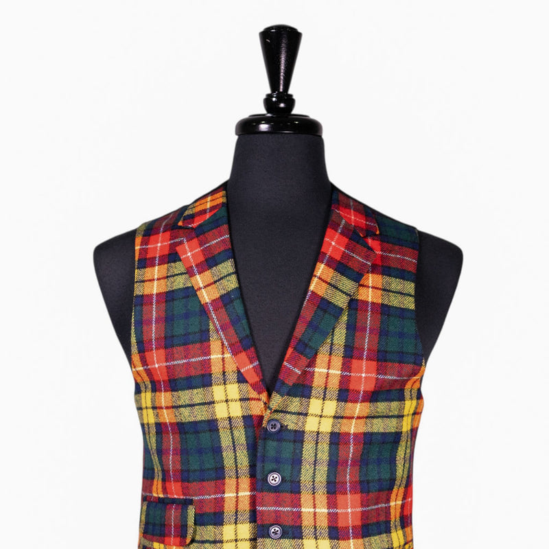Mens Waistcoat Suit Lapel Vest 40R Multicolor Tartan Plaid Wool Formal Wedding