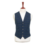 Mens Tartan Vest 44R Blue Green Red Wool Plaid Waistcoat XL Formal Wedding Party