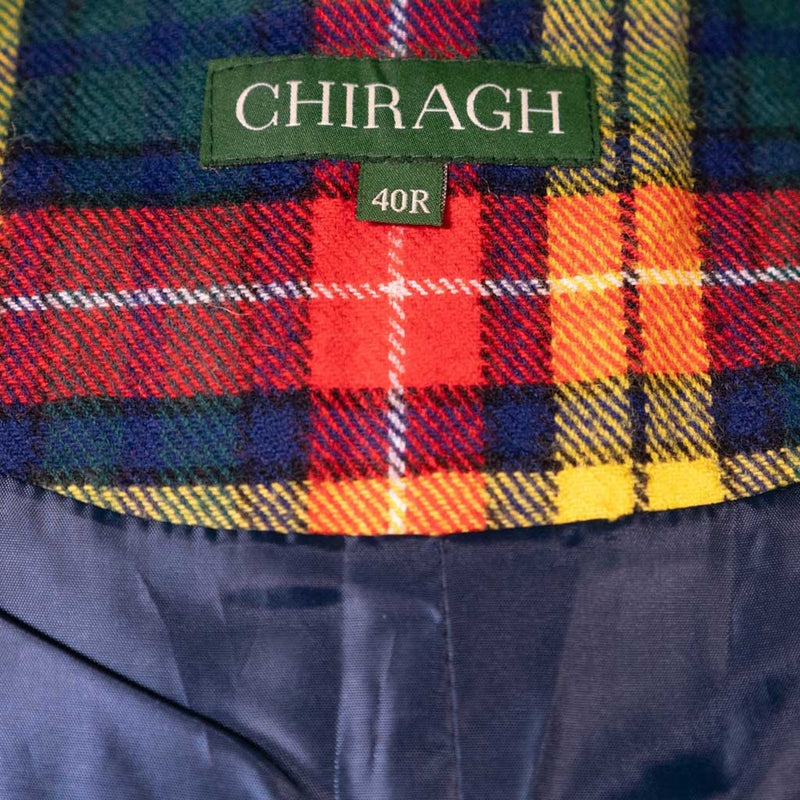 Mens Waistcoat Suit Lapel Vest 40R Multicolor Tartan Plaid Wool Formal Wedding