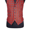 Mens Waistcoat Suit Lapel Vest 40R Red Teal Plaid 100% Wool Formal Wedding Party