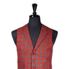 Mens Waistcoat Suit Lapel Vest 40R Red Teal Plaid 100% Wool Formal Wedding Party