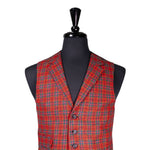 Mens Waistcoat Suit Lapel Vest 40R Red Teal Plaid 100% Wool Formal Wedding Party