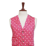 Mens Floral Vest 44R Pink White Cotton Waistcoat XL Formal Wedding Party