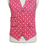 Mens Floral Vest 44R Pink White Cotton Waistcoat XL Formal Wedding Party