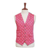 Mens Floral Vest 44R Pink White Cotton Waistcoat XL Formal Wedding Party