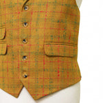 Mens Plaid Vest 44R Yellow Green Red Wool Waistcoat XL Formal Wedding Party