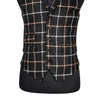 Mens Waistcoat Suit Lapel Vest 40R Black Beige Plaid Check Wool Formal Wedding