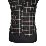 Mens Waistcoat Suit Lapel Vest 40R Black Beige Plaid Check Wool Formal Wedding