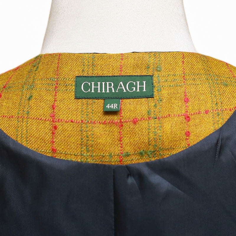 Mens Plaid Vest 44R Yellow Green Red Wool Waistcoat XL Formal Wedding Party