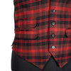 Mens Waistcoat Suit Vest 40R Red Brown Black Plaid 100% Wool Formal Wedding Prom