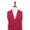 Mens Plaid Vest 44R Burgundy Red Wool Check Waistcoat XL Formal Wedding Party