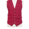Mens Plaid Vest 44R Burgundy Red Wool Check Waistcoat XL Formal Wedding Party
