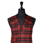 Mens Waistcoat Suit Vest 40R Red Brown Black Plaid 100% Wool Formal Wedding Prom