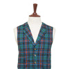 Mens Tartan Vest 44R Green Blue Orange Wool Plaid Waistcoat XL Formal Wedding