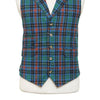 Mens Tartan Vest 44R Green Blue Orange Wool Plaid Waistcoat XL Formal Wedding