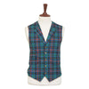 Mens Tartan Vest 44R Green Blue Orange Wool Plaid Waistcoat XL Formal Wedding