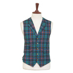 Mens Tartan Vest 44R Green Blue Orange Wool Plaid Waistcoat XL Formal Wedding