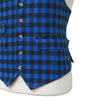 Mens Vest 44R Plaid Check Blue Black Wool Waistcoat XL Formal Wedding Party