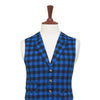 Mens Vest Blue Check Dress Casual Formal Wedding Suit Lapel Waistcoat Medium