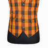 Mens Waistcoat Suit Lapel Vest 40R Orange Green Plaid Check Formal Wedding Party
