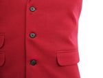 Mens Vest Suit Lapel Burgundy Wool Blend Dress Formal Wedding Waistcoat XL 46