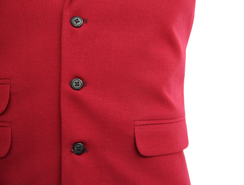 Mens Vest Suit Lapel Burgundy Wool Blend Dress Formal Wedding Waistcoat XL 46
