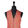Mens Waistcoat Suit Vest 40R Pink Green Blue Plaid Wool Formal Wedding Party