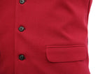 Mens Vest Suit Lapel Burgundy Wool Blend Dress Formal Wedding Waistcoat XL 46