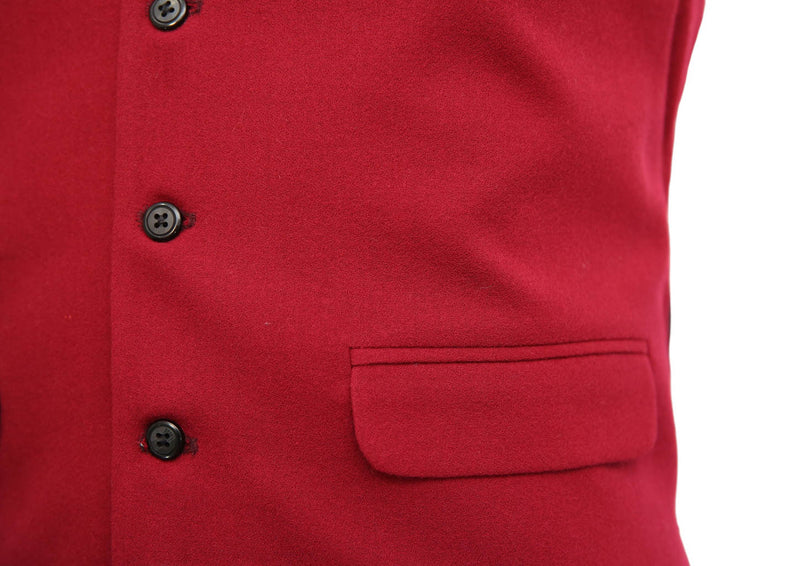 Mens Vest Suit Lapel Burgundy Wool Blend Dress Formal Wedding Waistcoat XL 46