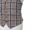 Mens Vest 44R Plaid Check Beige Black Wool Waistcoat XL Formal Wedding Party