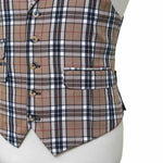 Mens Vest 44R Plaid Check Beige Black Wool Waistcoat XL Formal Wedding Party