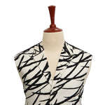 Mens Vest Suit Lapel White Black Abstract Dress Formal Wedding Waistcoat XL 46