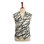 Mens Vest Suit Lapel White Black Abstract Dress Formal Wedding Waistcoat XL 46