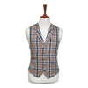 Mens Vest 44R Plaid Check Beige Black Wool Waistcoat XL Formal Wedding Party